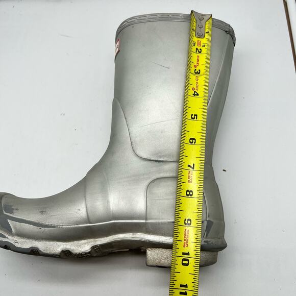 Hunter Boots Womens 6 Rain Metallic Silver Rubber boot Mid Calf - Picture 8 of 9